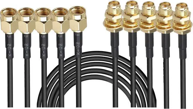 Main image of JOINSI 5-Pack 10ft WiFi Antenna Extension Coaxial Cable RP-SMA Male to RP-SMA Female for WiFi LAN WAN Router Bridge Antenna Security IP Camera Signal Booster Repeater Wireless Network Card Adapter