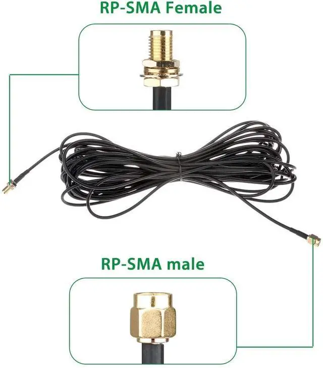 Alt view image 4 of 6 - JOINSI 5-Pack 10ft WiFi Antenna Extension Coaxial Cable RP-SMA Male to RP-SMA Female for WiFi LAN WAN Router Bridge Antenna Security IP Camera Signal Booster Repeater Wireless Network Card Adapter