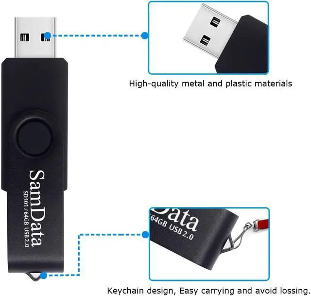Alt view image 4 of 6 - 64GB USB Flash Drives 2 Pack 64GB Thumb Drives Memory Stick Jump Drive with LED Light for Storage and Backup (2 Pack Black)