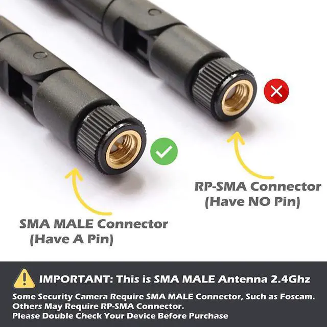 Alt view image 2 of 5 - TECHTOO 9dBi WiFi Antenna with SMA Male (SMA-Plug) Connector Compatible W/Anran Haloview IP Camera & Other Wireless Security Camera Antenna - 2.4Ghz Wireless Networking Device
