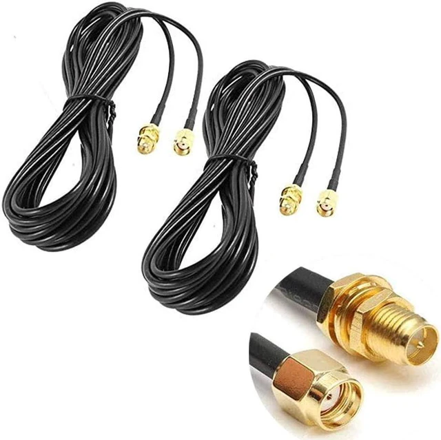 Main image of 2Pack 33ft WiFi Antenna Extension Cable RP-SMA Male to Female Connector for Wireless LAN Router Bridge Wireless Network Card Security IP Camera