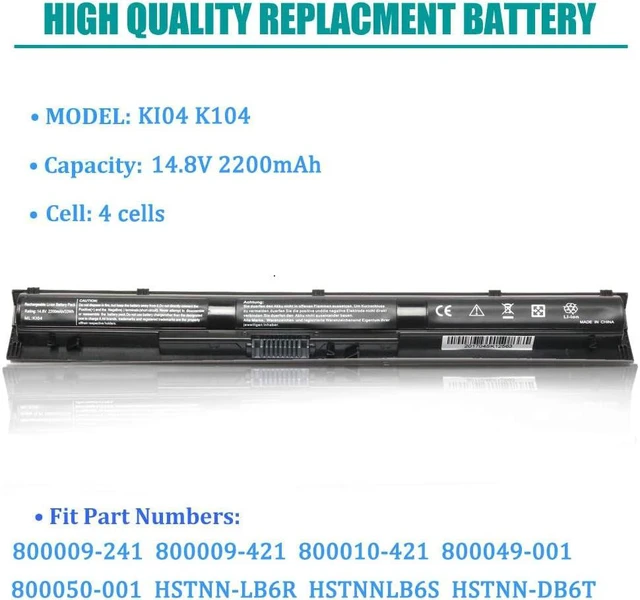 Alt view image 2 of 6 - WENYAA K104 800049-001 Notebook Battery for HP Spare 800050-001 800009-421 800010-421 KI04; Pavilion 14-ab 14T-ab 15-ab 15-an 17-g Series;fit TPN-Q158 HSTNN-LB6S HSTNN-LB6T Laptop