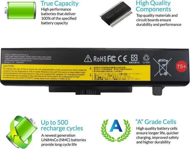 Alt view image 4 of 7 - L11S6Y01 45N1043 E430 E431 B590 Laptop Battery 75+ for Lenovo ThinkPad E531 E530 E535 E540 E435 E440 E545 E430c E530c Ideapad Y480 Y580 Z480 L11M6Y01 45N1048 45N1049 5N1042 PC Computer Batteries.