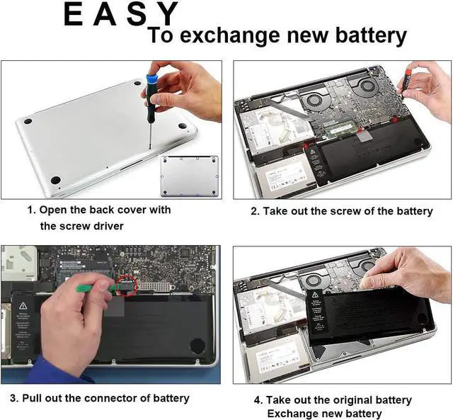 Alt view image 6 of 6 - A1382 Battery for MacBook Pro 15 inch A1286 Early 2011 Late 2011 Mid 2012 New Replacement Laptop Battery (7200mAh 10.95V/78.84Wh 25 Months Warranty)