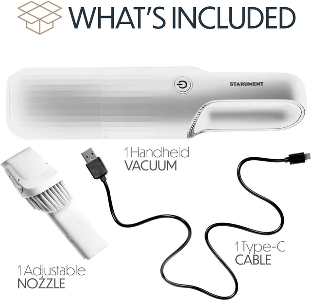 Alt view image 2 of 7 - STARUMENT Portable Hand Vacuum Cleaner Handheld Cordless Cleaner for Dust Pet Hair Dirt, Home, Car Interior, Lightweight, Easy to Use, Compact Design Battery Rechargeable with USB-C Cable White