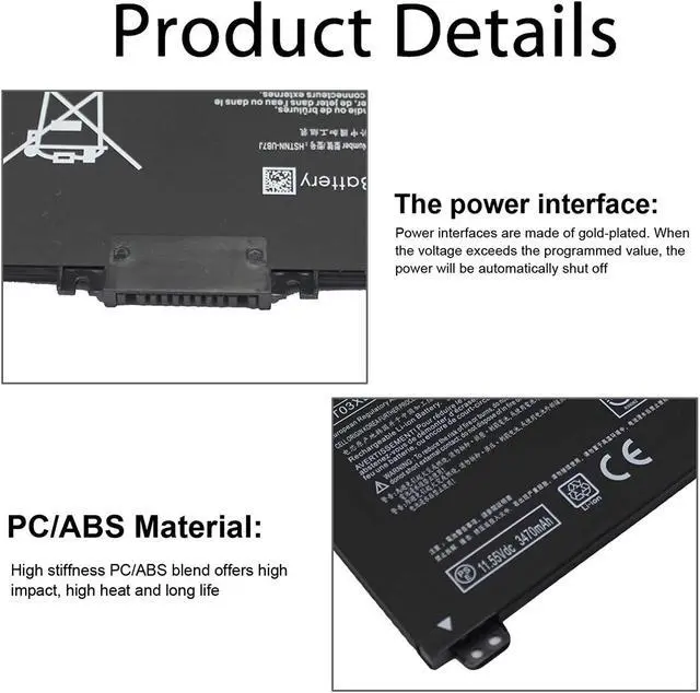 Alt view image 3 of 7 - HT03XL L11119-855 Laptop Battery for HP Pavilion 14-CE 14-CF 14-DF 15-CS 15-DA 15-DB 15-DW 17-by 17-CA Series 15-CS0053CL 15-DW0033NR 15-DA0014DX L11421-542 L11421-2C2 HSTNN-UB7J HSTNN-DB8R HT03041XL