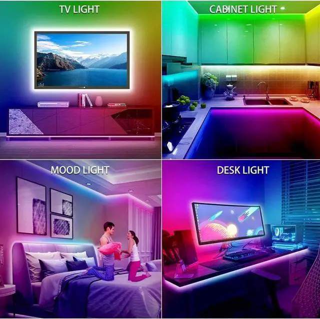 Alt view image 4 of 7 - TV LED Backlights 10ft LED Strip Lights Behind TV USB Operated Color Changing for 46-65 Inch TV RGB 5050 LED Tape Lights with IR Remote Controller and Dimmable