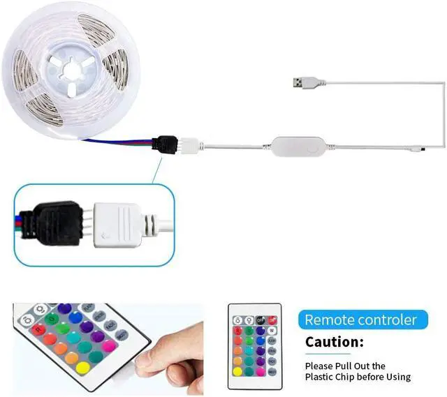 Alt view image 6 of 7 - TV LED Backlights 10ft LED Strip Lights Behind TV USB Operated Color Changing for 46-65 Inch TV RGB 5050 LED Tape Lights with IR Remote Controller and Dimmable