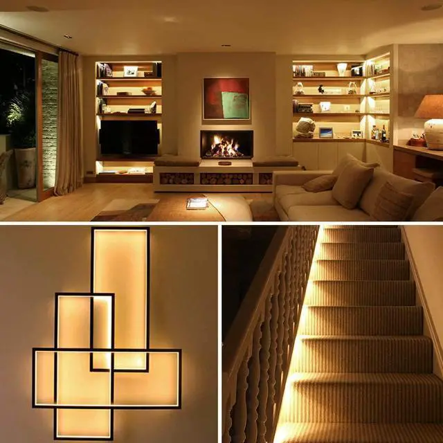 Alt view image 6 of 7 - 16.4ft LED Strip Lights Warm White Dimmable LED Rope Light Kit 12V Flexible Under Cabinet Lighting Strips 5m 300 LEDs 2835 3000K Bright Led Lights for Bedroom UL Listed Plug