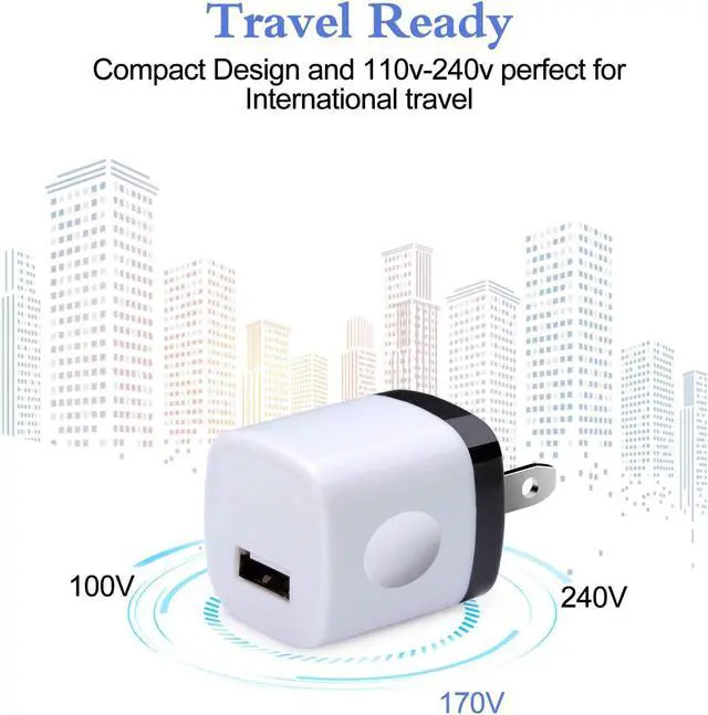 Alt view image 3 of 7 - USB Wall Charger HOOTEK 10Pack 1A/5V Single Port USB Cube Power Adapter Charging Block Charger Box Compatible iPhone 12 11 Pro Max/XR/XS/X/8 Samsung Galaxy S20 Ultra 5G Moto Android Phone Charger