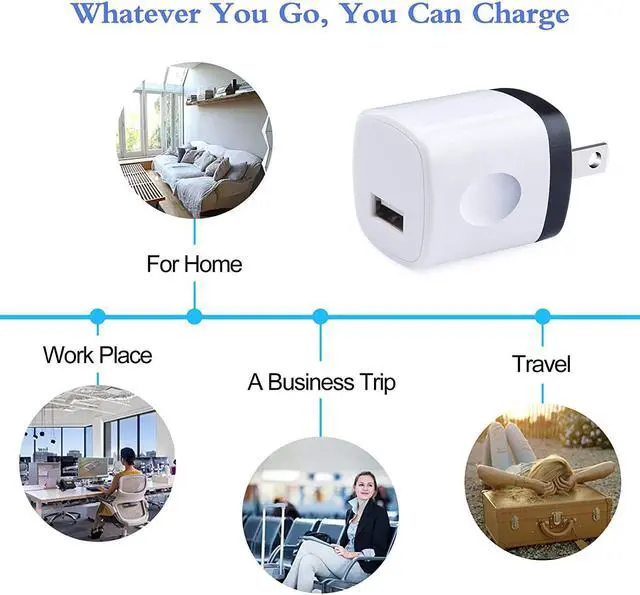 Alt view image 7 of 7 - USB Wall Charger HOOTEK 10Pack 1A/5V Single Port USB Cube Power Adapter Charging Block Charger Box Compatible iPhone 12 11 Pro Max/XR/XS/X/8 Samsung Galaxy S20 Ultra 5G Moto Android Phone Charger