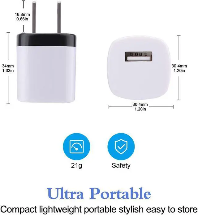 Alt view image 2 of 7 - USB Wall Charger HOOTEK 10Pack 1A/5V Single Port USB Cube Power Adapter Charging Block Charger Box Compatible iPhone 12 11 Pro Max/XR/XS/X/8 Samsung Galaxy S20 Ultra 5G Moto Android Phone Charger