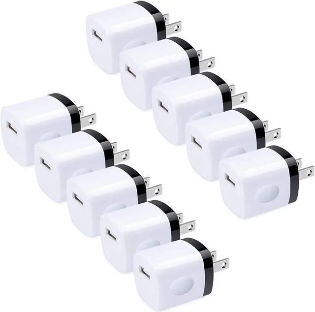 Main image of USB Wall Charger HOOTEK 10Pack 1A/5V Single Port USB Cube Power Adapter Charging Block Charger Box Compatible iPhone 12 11 Pro Max/XR/XS/X/8 Samsung Galaxy S20 Ultra 5G Moto Android Phone Charger