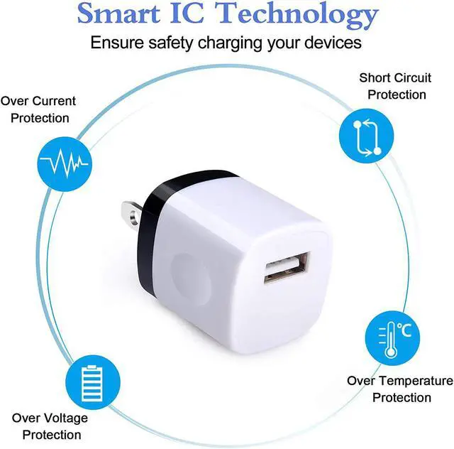 Alt view image 4 of 7 - USB Wall Charger HOOTEK 10Pack 1A/5V Single Port USB Cube Power Adapter Charging Block Charger Box Compatible iPhone 12 11 Pro Max/XR/XS/X/8 Samsung Galaxy S20 Ultra 5G Moto Android Phone Charger