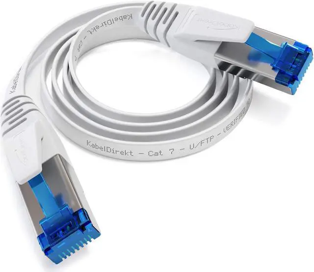 Main image of Flat Cat 7 Ethernet Cable with Break-Proof Design, Internet/LAN Cable 3.3ft (10Gbps Maximum Fiber Optic Speed, Highly Flexible & Suitable for Permanent Installation, RJ45, White) by CableDirect