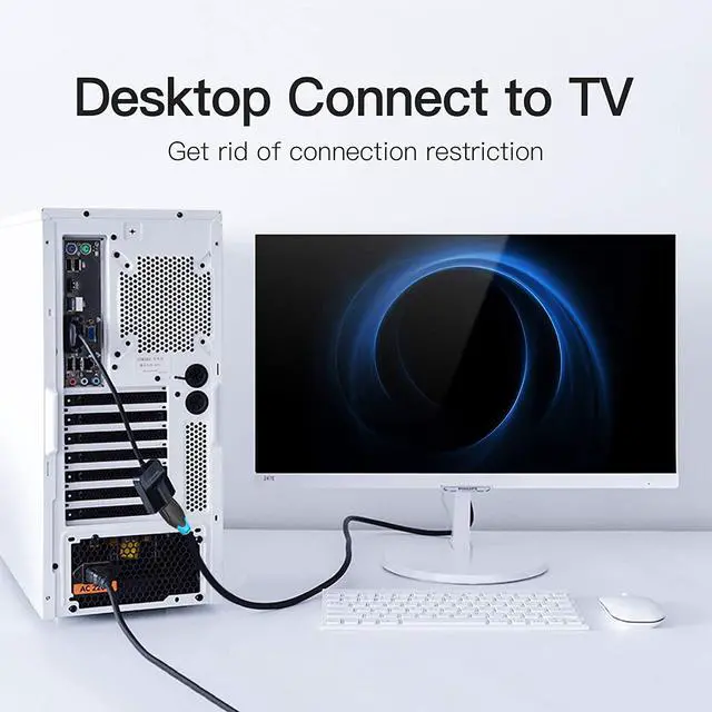 Alt view image 3 of 7 - VGA to HDMI Adapter with Audio (PC VGA Source Output to TV/Monitor with HDMI Connector) VENTION 1080P VGA to HDMI Adapter Cable for Computer Desktop Laptop PC Monitor HDTV (1.5FT/0.5M)