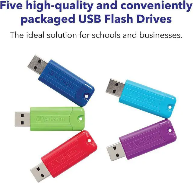 Alt view image 3 of 7 - 16GB Pinstripe USB 3.2 Gen 1 Flash Drive Retractable Thumb Drive- 5 Pack - Multicolor (Green Blue Red Purple Cyan)