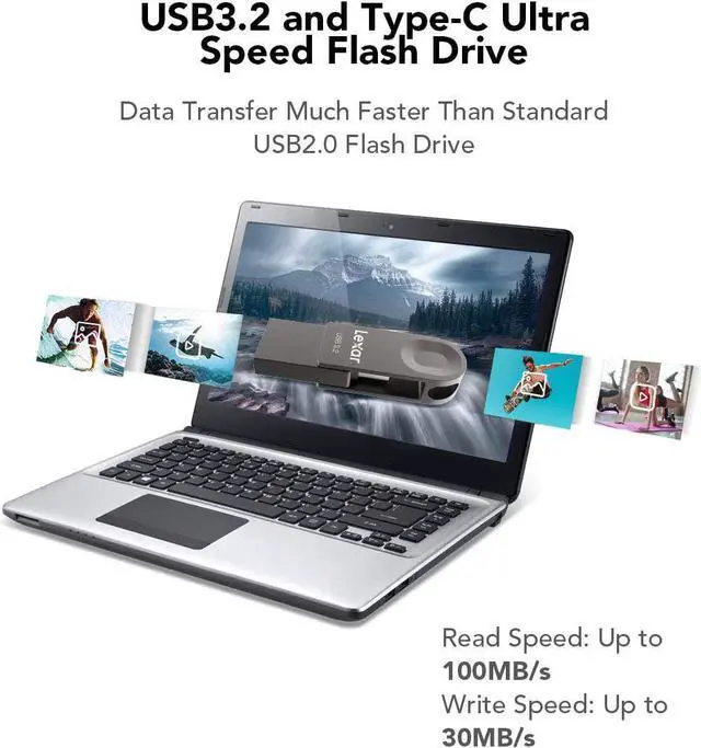 Alt view image 6 of 7 - E32C 128GB Type-C USB Flash Drive USB-A&USB-C 3.2 Gen 1 Dual Drive OTG 100MB/s Read Thumb Drive Swivel Design Jump Drive for USB 3.0/2.0 Memory Stick for Android Smartphone Laptop PC