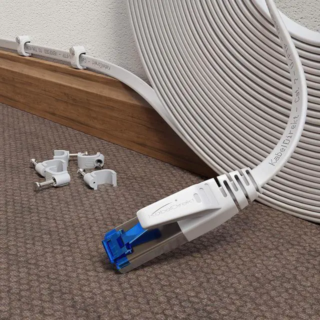 Alt view image 6 of 7 - Flat Cat 7 Ethernet Cable with Break-Proof Design, Internet/LAN Cable 3.3ft (10Gbps Maximum Fiber Optic Speed, Highly Flexible & Suitable for Permanent Installation, RJ45, White) by CableDirect