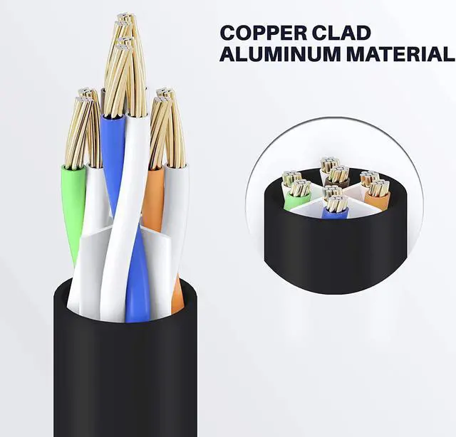 Alt view image 3 of 7 - GearIT Cat 6 Ethernet Cable CCA (100 feet) LAN Network Cord, UTP, Internet, Network Cable - Supports Cat6 / Cat5e / Cat5 Network Standard - Black, 100ft