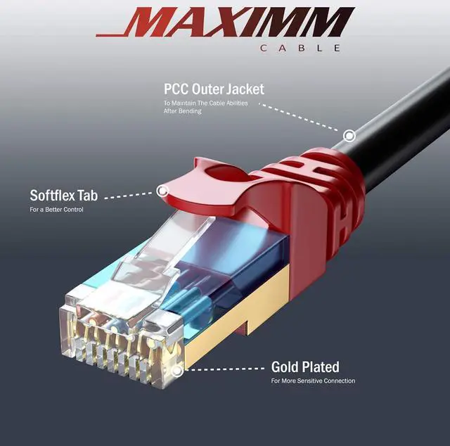 Alt view image 2 of 7 - Maximm Cat7 Outdoor Cable 300 feet - Black - Solid Copper 550Mhz, Waterproof Ethernet Cable Suitable for Direct Burial Installations.