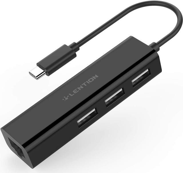 LENTION USB C to 3 USB 2.0 Ports Hub with RJ45 Ethernet LAN