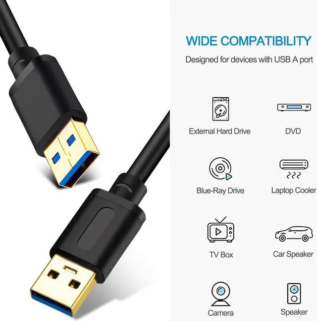 Alt view image 5 of 7 - USB 3.0 Male to Male Cable 3Ft USB to USB Cable with Gold-Plated Connector for Hard Drive Enclosures DVD Player Laptop Cooler (3Ft/1M)