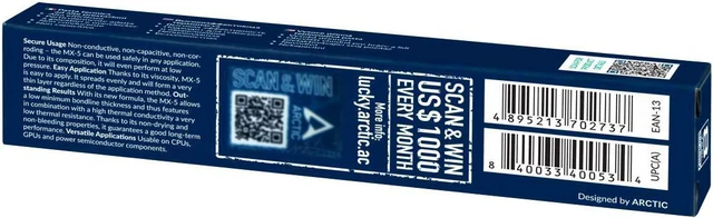 Alt view image 3 of 3 - ARCTIC MX-5 (4 g) - Quality Thermal Paste for All CPU Coolers Extremely high Thermal Conductivity Low Thermal Resistance Long Durability Metal-Free Non-Conductive Non-capacitive