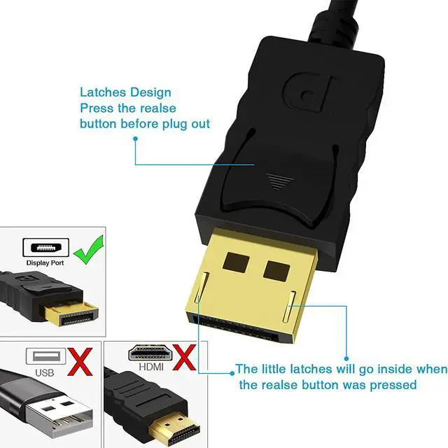 Alt view image 4 of 7 - DisplayPort to VGA DisplayPort to VGA Adapter 6 Feet DP to VGA Cable Connects DP Port from Desktop or Laptop to Monitor or Projector with VGA Port