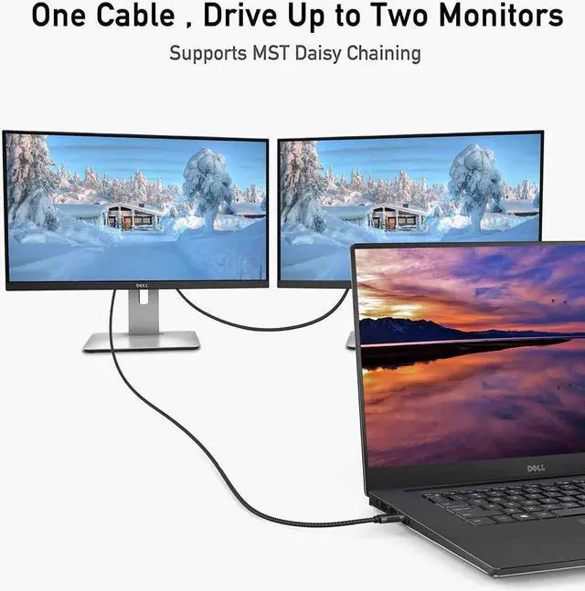 Alt view image 4 of 7 - USB C to DisplayPort Cable 3ft (4K@60Hz 2K@165Hz) uni Thunderbolt 3 to DisplayPort Cable Compatible with MacBook Pro 2020/2019/2018 MacBook Air/iPad Pro 2020/2018 XPS 15 Surface Book 2 - Gray