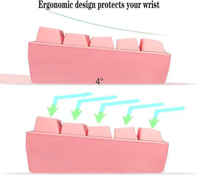 Alt view image 4 of 6 - Snpurdiri 60% Wired Gaming Keyboard,RGB Backlit Ultra-Compact Waterproof Mini 61 Keys Keyboard, for PC/Mac Gamer, Typist, Travel, Easy to Carry on Business Trip(Pink)