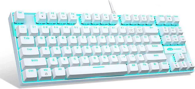 Main image of White Mechanical Gaming Keyboard, MageGee MK-Star LED Backlit Keyboard Compact 87 Keys TKL Wired Computer Keyboard with Blue Switches for Windows Laptop Gaming PC