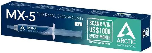 Alt view image 2 of 3 - ARCTIC MX-5 (8 g) - Quality Thermal Paste for All CPU Coolers Extremely high Thermal Conductivity Low Thermal Resistance Long Durability Metal-Free Non-Conductive Non-capacitive (ACTCP00055A)