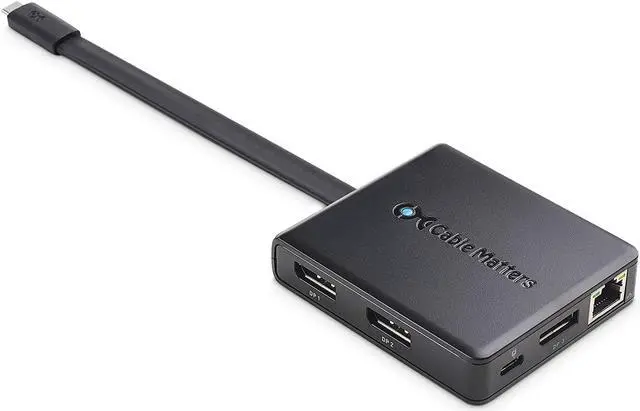 Main image of Cable Matters Triple Monitor USB C Hub (USB C Dock) with 3X DisplayPort, USB-A and USB-C, Gigabit Ethernet, and 100W Charging - Thunderbolt 3, Thunderbolt 4, USB4 Compatible for Surface Pro, XPS