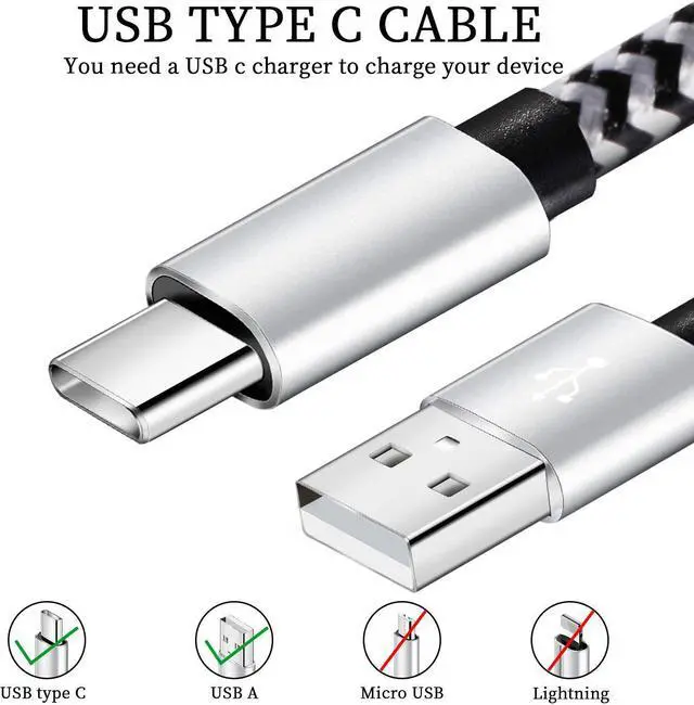 Alt view image 2 of 6 - USB Type c Cable, 5 Pack (6FT) Nylon Braided USB C Cables 3A Fast Charging Charger for Samsung Galaxy S9/S8 Note8/9 20 10 S21 S20 S10 Plus C Cord