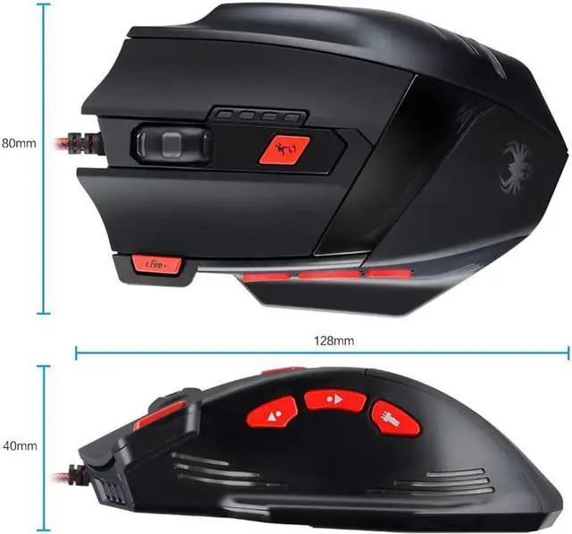 Alt view image 6 of 6 - Zelotes Wired Gaming Mouse, 9200DPI, 8 Programmable Buttons, USB Optical Ergonomic Mouse, Corded Computer Mouse, Mouse Gaming for PC, Mac, Black