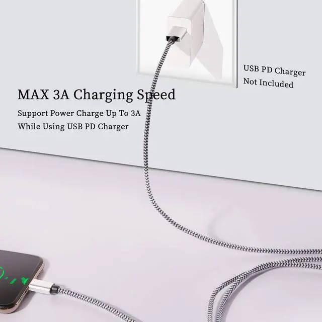 Alt view image 3 of 6 - USB Type c Cable, 5 Pack (6FT) Nylon Braided USB C Cables 3A Fast Charging Charger for Samsung Galaxy S9/S8 Note8/9 20 10 S21 S20 S10 Plus C Cord