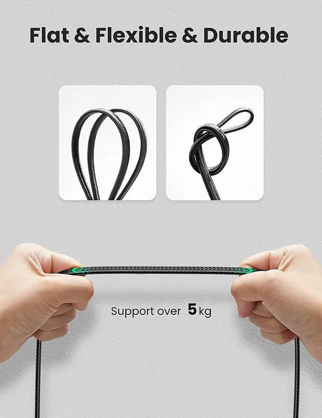 Alt view image 4 of 7 - UGREEN Cat 7 Ethernet Cable Gigabit High Speed Internet Cable Braided Flat RJ45 Network Cord Shielded Indoor Heavy Duty LAN Cables Compatible for PC Gaming PS5 PS4 PS3 Xbox Modem Router 6FT