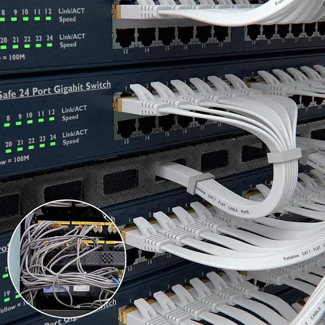 Alt view image 7 of 7 - Cat 7 Ethernet Cable 30 ft High Speed Internet Network Cable with Gold Plated RJ45 Connector Shielded Flat Patch Cord LAN Wire for Modem Switch Faster Than Cat5e/Cat5/Cat6/Cat6e- 30 feet