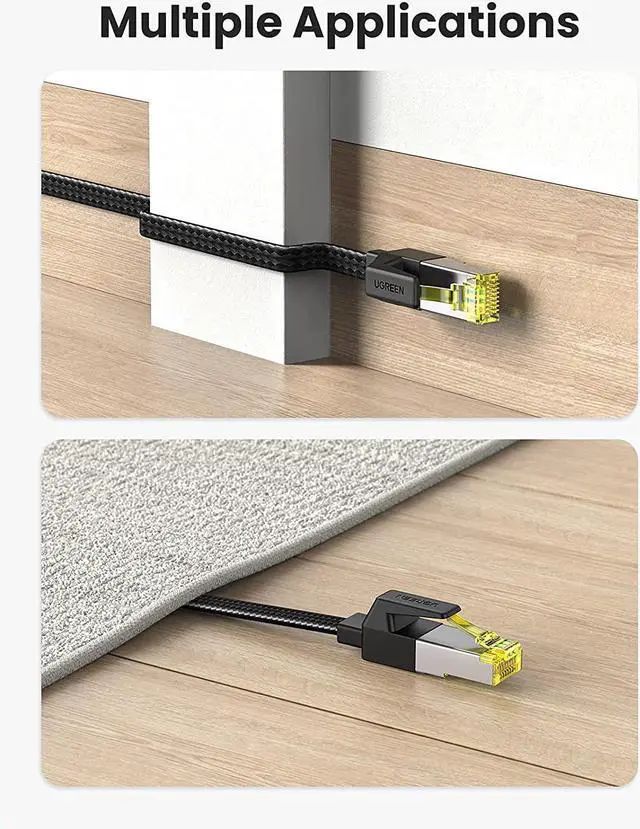 Alt view image 3 of 7 - UGREEN Cat 7 Ethernet Cable Gigabit High Speed Internet Cable Braided Flat RJ45 Network Cord Shielded Indoor Heavy Duty LAN Cables Compatible for PC Gaming PS5 PS4 PS3 Xbox Modem Router 6FT