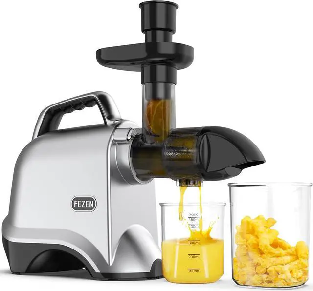 【めておりま】 Cold Press Juicer， FEZEN Slow Masticating Juicer With 2 Speeds ＆ Reverse Control， High