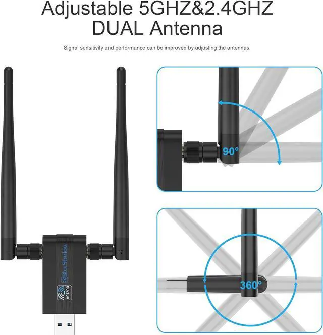 Alt view image 6 of 7 - Blueshadow AC1300 USB WiFi Adapter - 2.4G/5G Dual Band Wireless Network Adapter for PC Desktop, MU-MIMO WiFi Dongle, USB 3.0, Supports Windows11/10/8/7/Vista/XP, Mac OS X 10.5-10.15