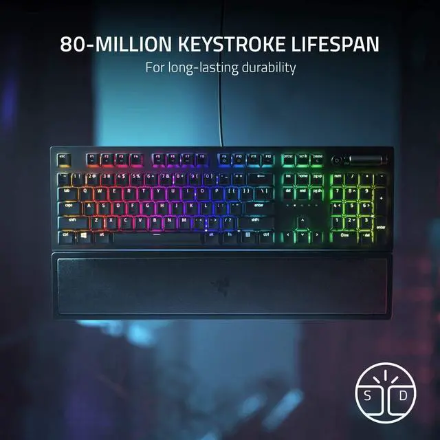 Alt view image 7 of 7 - V3 Mechanical Gaming Keyboard: Green Mechanical Switches - Tactile & Clicky - Chroma RGB Lighting - Compact Form Factor - Programmable Macro Functionality - Classic Black