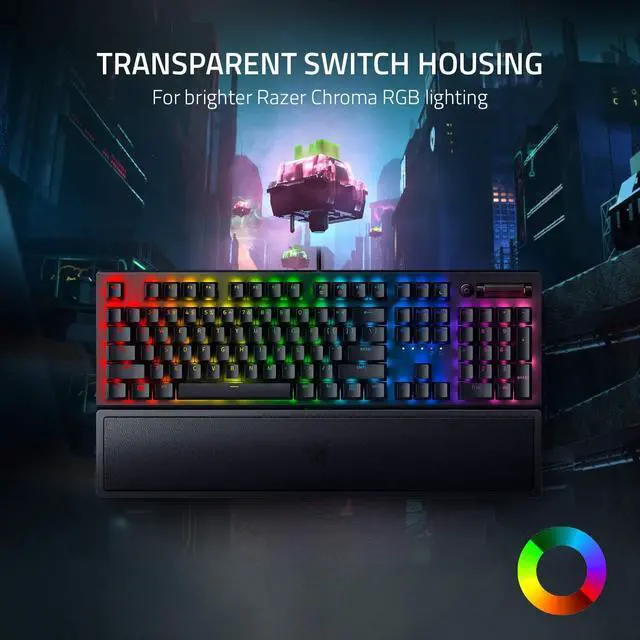 Alt view image 5 of 7 - V3 Mechanical Gaming Keyboard: Green Mechanical Switches - Tactile & Clicky - Chroma RGB Lighting - Compact Form Factor - Programmable Macro Functionality - Classic Black