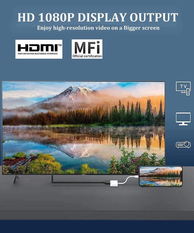 Alt view image 6 of 7 - [Apple MFi Certified] Apple Lightning to HDMI Adapter for iPhone to TV 1080P Digital AV Adapter Sync Screen Connector Cable Compatible for iPhone 14 13 12 11 XS XR X 8 iPad to HDTV Projector Monitor