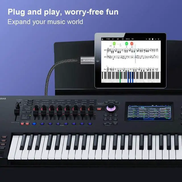 Alt view image 3 of 5 - MOSWAG 6.6FT/2M USB2.0 Printer Cable Midi Cable Printer Cord USB C to MIDI Cable A Male to B Male Cord USB C Scanner