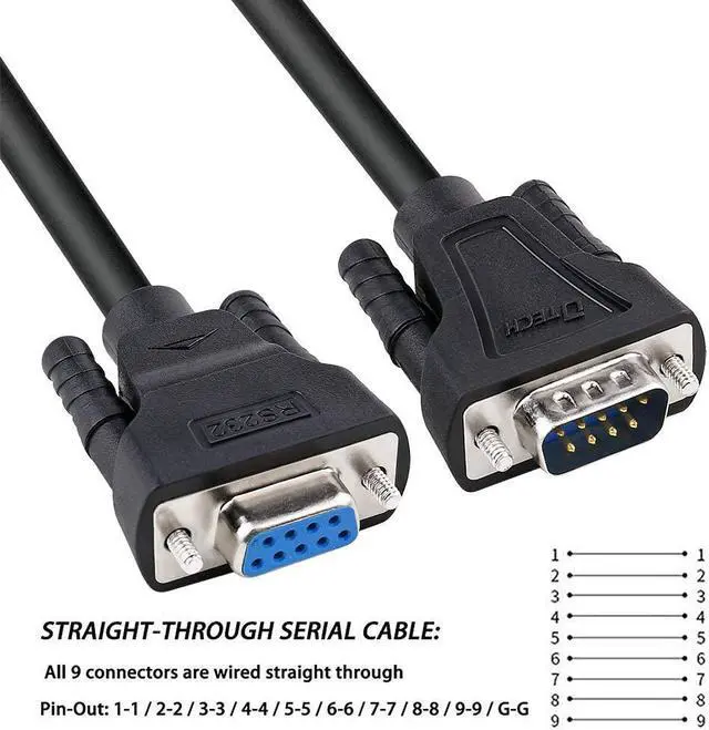 Alt view image 4 of 6 - DTech 15ft COM Port Serial Cable Male to Female RS232 Extension 9 Pin Straight Through Cord