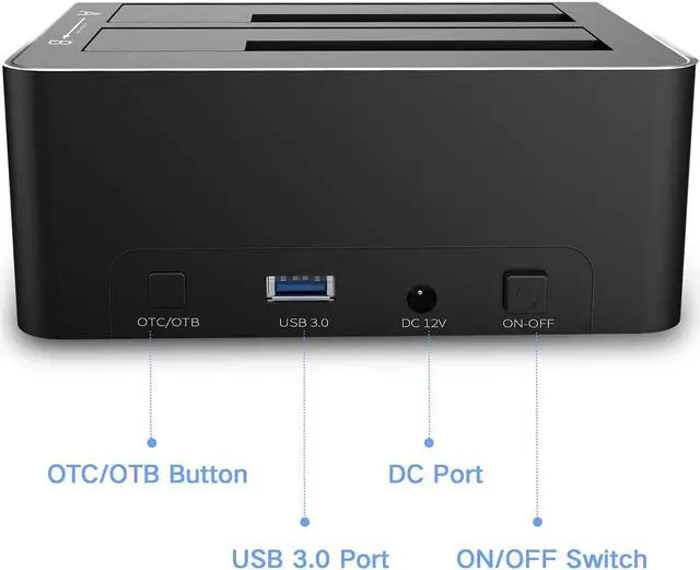 Alt view image 6 of 7 - Hard Drive Docking Station RSHTECH USB 3.0 Aluminum Dual Bay Hard Drive Dock for 2.5 & 3.5 SATA HDD SSD with SD TF Card Reader and Offline Clone/Duplicator Function Support 16TB Tool-Free