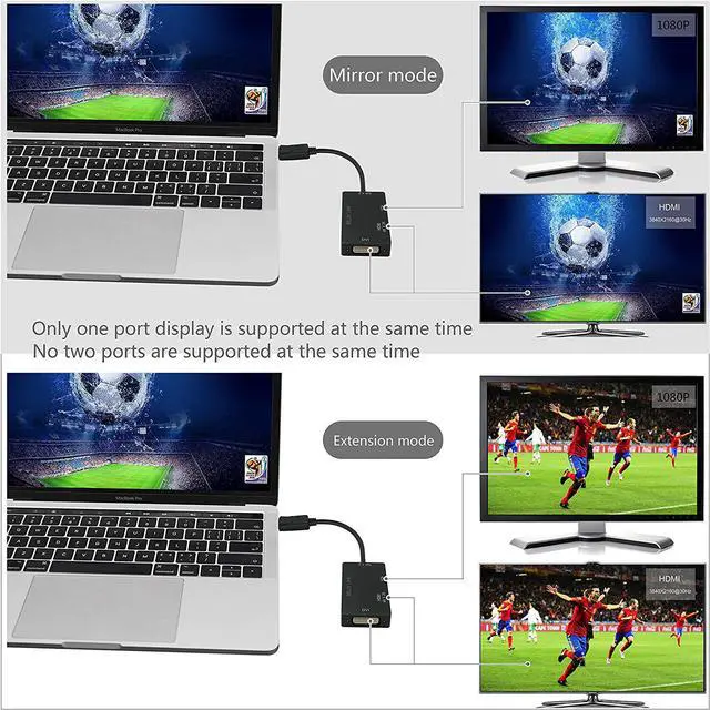 Alt view image 4 of 7 - DP to HDMI VGA DVI Adapter Displayport to HDMI 4K Adapter 3 in 1 Display Port to HDMI VGA DVI Converter Male to Female Gold-Plated (Diamond Shaped) (4K Rectangle Black)