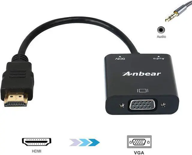 Alt view image 2 of 6 - HDMI to VGA with Audio Adapter Gold-Plated VGA to HDMI Adapter1080P Video Converter Male to Female with 3.5mm Audio Port for PC Laptop DVD